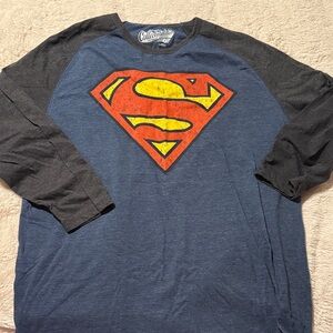 Old Navy Blue and Gray Baseball Tee Superman